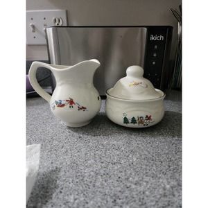 Pfaltzgraff Snow Village Cream and Sugar Bowl